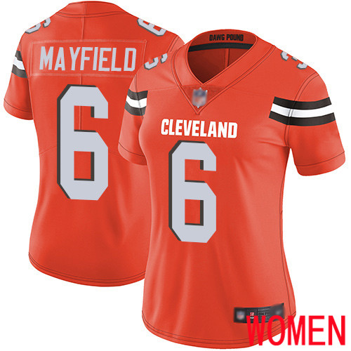 Cleveland Browns Baker Mayfield Women Orange Limited Jersey #6 NFL Football Alternate Vapor Untouchable->women nfl jersey->Women Jersey